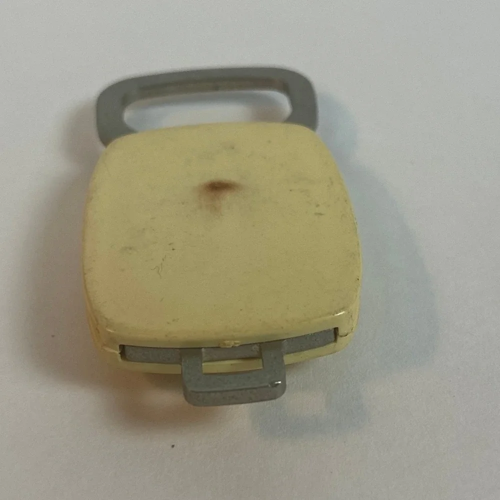 Vintage Chevrolet Monte Carlo Keychain Push Release Cream Blue Gold Bowtie Logo